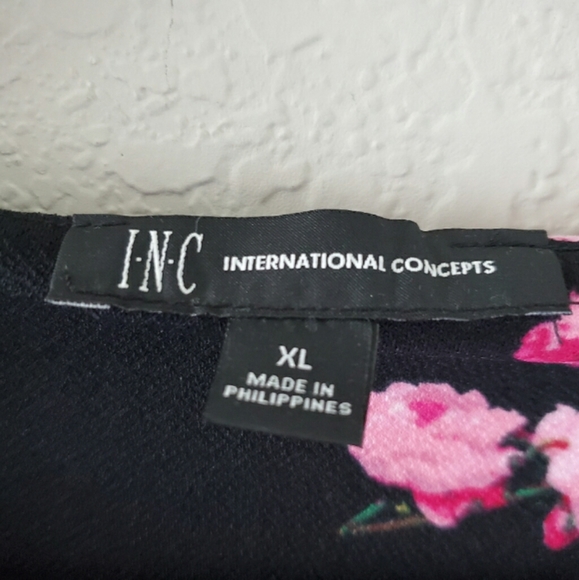INC NEW XL PINK FLORAL BLACK DRESS International Concepts NWT Womens - Picture 7 of 10